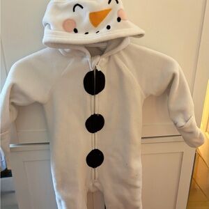 Baby Snowman One-Piece Hoodie Bodysuit - White